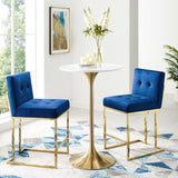 Privy Gold Stainless Steel Performance Velvet Counter Stool Set of 2 by Lefancy