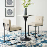 Privy Black Stainless Steel Upholstered Fabric Counter Stool Set of 2 by Lefancy