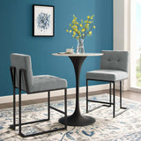 Privy Black Stainless Steel Upholstered Fabric Counter Stool Set of 2 by Lefancy