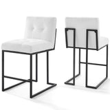 Privy Black Stainless Steel Upholstered Fabric Counter Stool Set of 2 by Lefancy