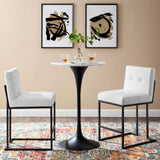 Privy Black Stainless Steel Upholstered Fabric Counter Stool Set of 2 by Lefancy