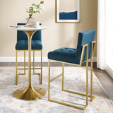 Privy Gold Stainless Steel Upholstered Fabric Bar Stool Set of 2 by Lefancy