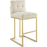 Privy Gold Stainless Steel Upholstered Fabric Bar Stool Set of 2 by Lefancy