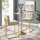 Privy Gold Stainless Steel Upholstered Fabric Bar Stool Set of 2 by Lefancy