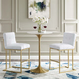 Privy Gold Stainless Steel Upholstered Fabric Bar Stool Set of 2 by Lefancy