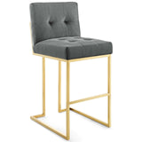 Privy Gold Stainless Steel Performance Velvet Bar Stool Set of 2 by Lefancy