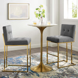 Privy Gold Stainless Steel Performance Velvet Bar Stool Set of 2 by Lefancy