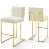 Privy Gold Stainless Steel Performance Velvet Bar Stool Set of 2 by Lefancy