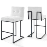 Privy Black Stainless Steel Upholstered Fabric Bar Stool Set of 2 by Lefancy
