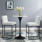 Privy Black Stainless Steel Upholstered Fabric Bar Stool Set of 2 by Lefancy