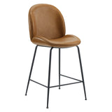 Scoop Black Powder Coated Steel Leg Vegan Leather Counter Stool by Lefancy