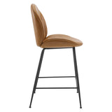 Scoop Black Powder Coated Steel Leg Vegan Leather Counter Stool by Lefancy