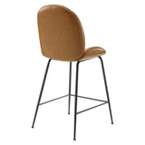 Scoop Black Powder Coated Steel Leg Vegan Leather Counter Stool by Lefancy