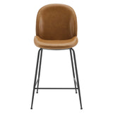 Scoop Black Powder Coated Steel Leg Vegan Leather Counter Stool by Lefancy