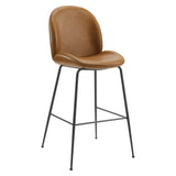 Scoop Black Powder Coated Steel Leg Vegan Leather Bar Stool by Lefancy