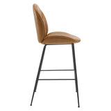 Scoop Black Powder Coated Steel Leg Vegan Leather Bar Stool by Lefancy