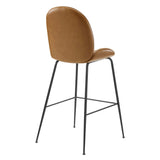 Scoop Black Powder Coated Steel Leg Vegan Leather Bar Stool by Lefancy