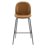 Scoop Black Powder Coated Steel Leg Vegan Leather Bar Stool by Lefancy