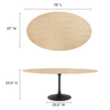 Lippa 78" Oval Wood Grain Dining Table by Lefancy