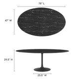 Lippa 78" Oval Artificial Marble Dining Table by Lefancy