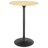 Lippa 28" Round Wood Grain Bar Table by Lefancy