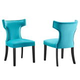 Curve Performance Velvet Dining Chairs Set of 2 by Lefancy