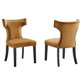 Curve Performance Velvet Dining Chairs Set of 2 by Lefancy