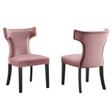 Curve Performance Velvet Dining Chairs Set of 2 by Lefancy