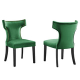 Curve Performance Velvet Dining Chairs Set of 2 by Lefancy