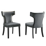 Curve Performance Velvet Dining Chairs Set of 2 by Lefancy