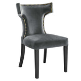 Curve Performance Velvet Dining Chairs Set of 2 by Lefancy