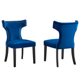 Curve Performance Velvet Dining Chairs Set of 2 by Lefancy