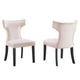 Curve Performance Velvet Dining Chairs Set of 2 by Lefancy