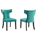 Curve Performance Velvet Dining Chairs Set of 2 by Lefancy