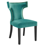 Curve Performance Velvet Dining Chairs Set of 2 by Lefancy