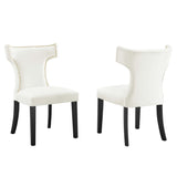 Curve Performance Velvet Dining Chairs Set of 2 by Lefancy