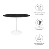 Lippa 42" Oval Artificial Marble Dining Table by Lefancy