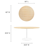 Lippa 60" Round Wood Grain Dining Table by Lefancy