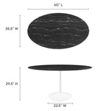 Lippa 60" Oval Artificial Marble Dining Table by Lefancy