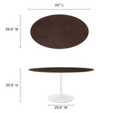 Lippa 60" Oval Cherry Walnut Wood Grain Dining Table by Lefancy