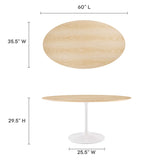 Lippa 60" Oval Natural Wood Grain Dining Table by Lefancy