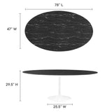 Lippa 78" Oval Artificial Marble Dining Table by Lefancy