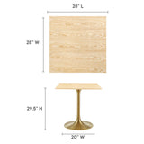 Lippa 28" Square Wood Grain Dining Table by Lefancy