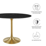 Lippa 42" Oval Artificial Marble Dining Table by Lefancy