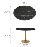 Lippa 42" Oval Artificial Marble Dining Table by Lefancy