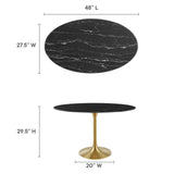 Lippa 48" Oval Artificial Marble Dining Table by Lefancy