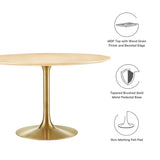 Lippa 48" Round Wood Grain Dining Table by Lefancy