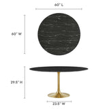 Lippa 60" Round Artificial Marble Dining Table by Lefancy