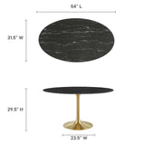 Lippa 54" Oval Artificial Marble Dining Table by Lefancy