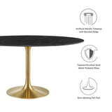 Lippa 60" Oval Artificial Marble Dining Table by Lefancy